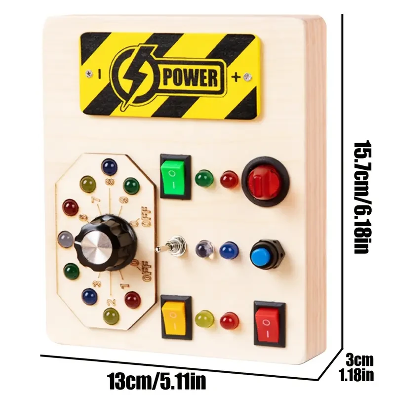 Interactive Wooden LED Busy Board 7 LED Light Switches