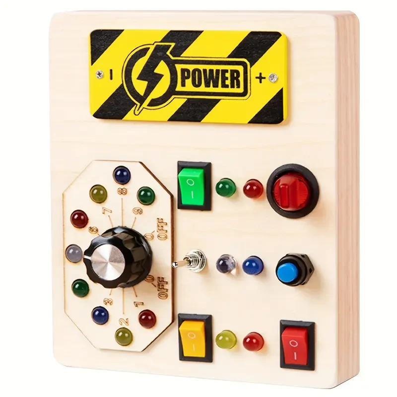 Interactive Wooden LED Busy Board 7 LED Light Switches