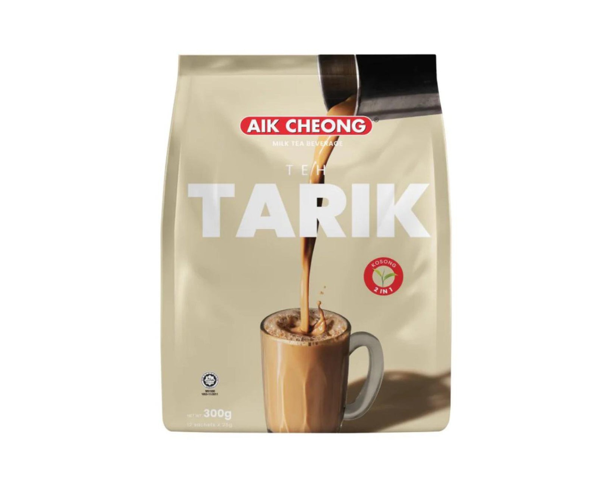 AIK CHEONG 2 in 1 Teh Tarik Milk Tea No Sugar 25g x 12 (300g)