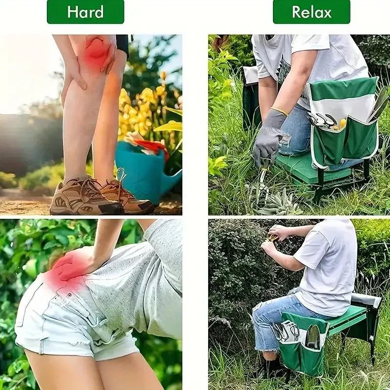 2-in-1 Foldable Garden Kneeler and Seat Bench - Portable Garden Stool for Yard, Lawn, and Pruning