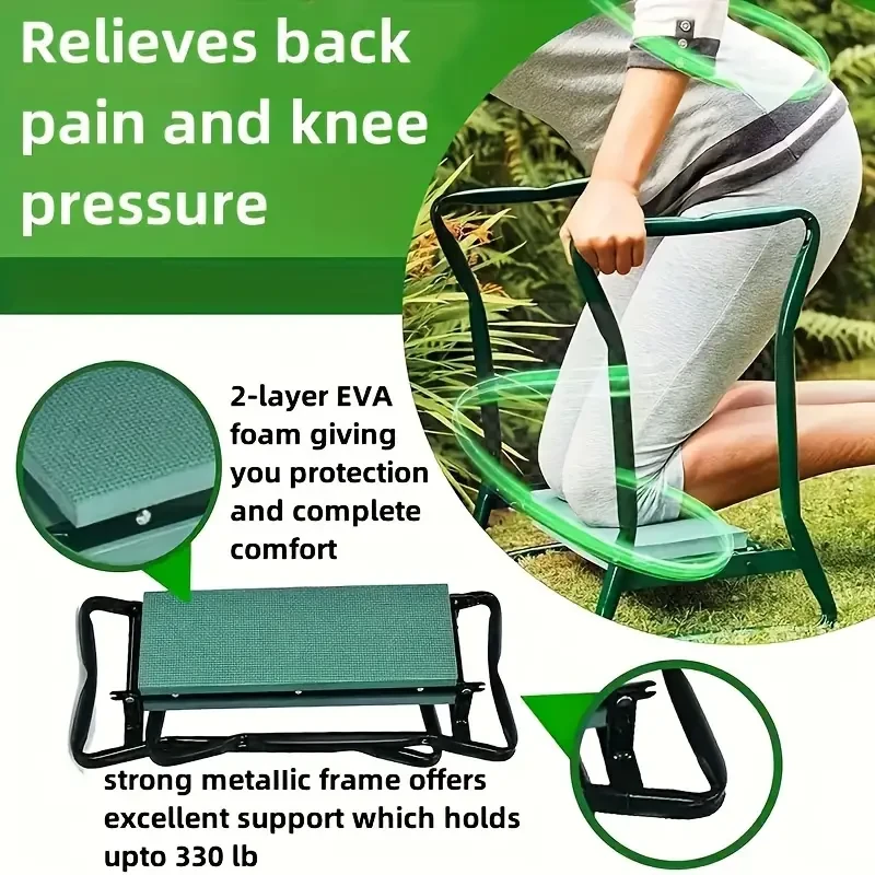 2-in-1 Foldable Garden Kneeler and Seat Bench - Portable Garden Stool for Yard, Lawn, and Pruning