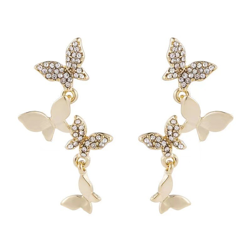 New Women's Temperament Four Butterfly Copper Earrings