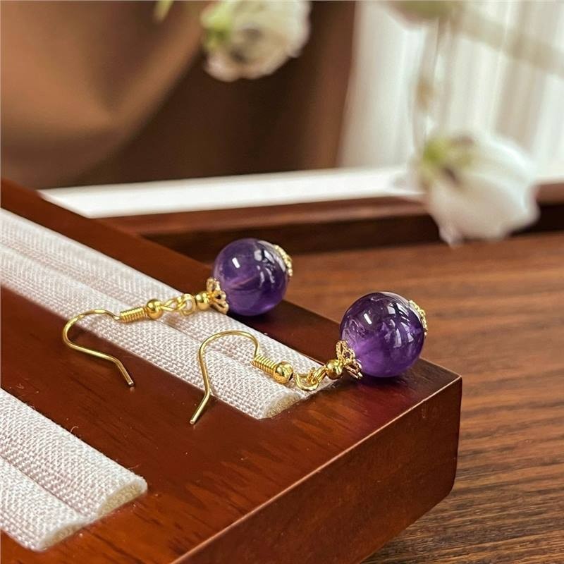 Amethyst Earrings Light Luxury Agate Women