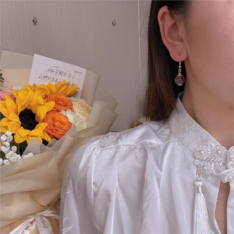 Amethyst Earrings Light Luxury Agate Women