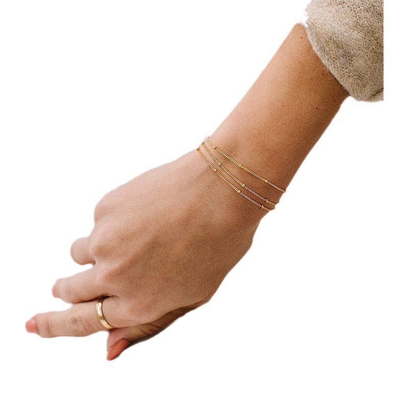 Adjustable Multi-layer Stacked Metal Beads Bracelet