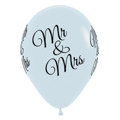 30cm Mr & Mrs White  Latex Balloons - Pack of 6