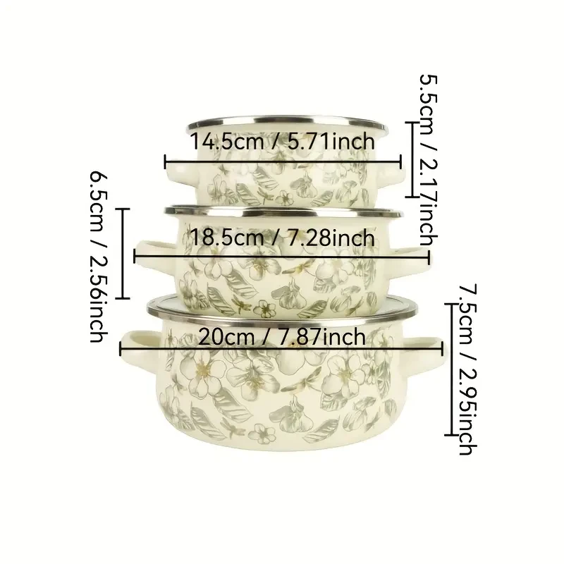 Dragonfly Flower Enamel Pot Set