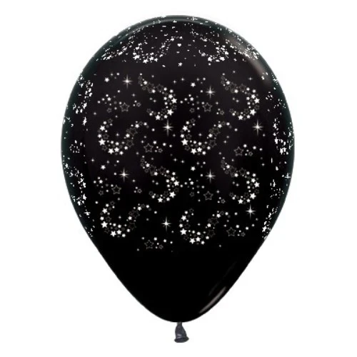 30cm Sparkling Stars  Black Metallic - Pack of 6