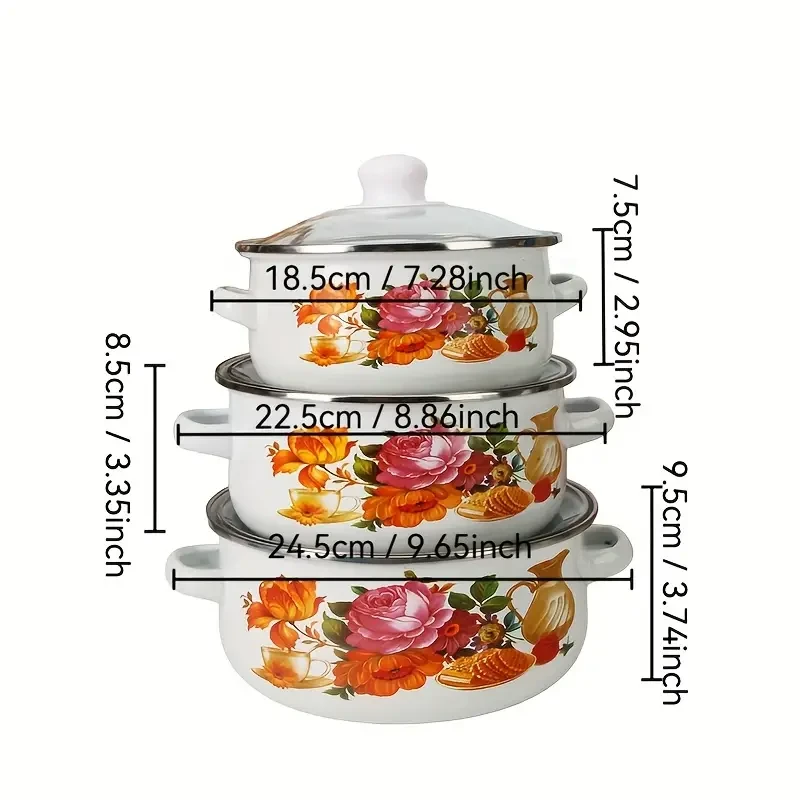 3pcs Exquisite Enamel Pot Set