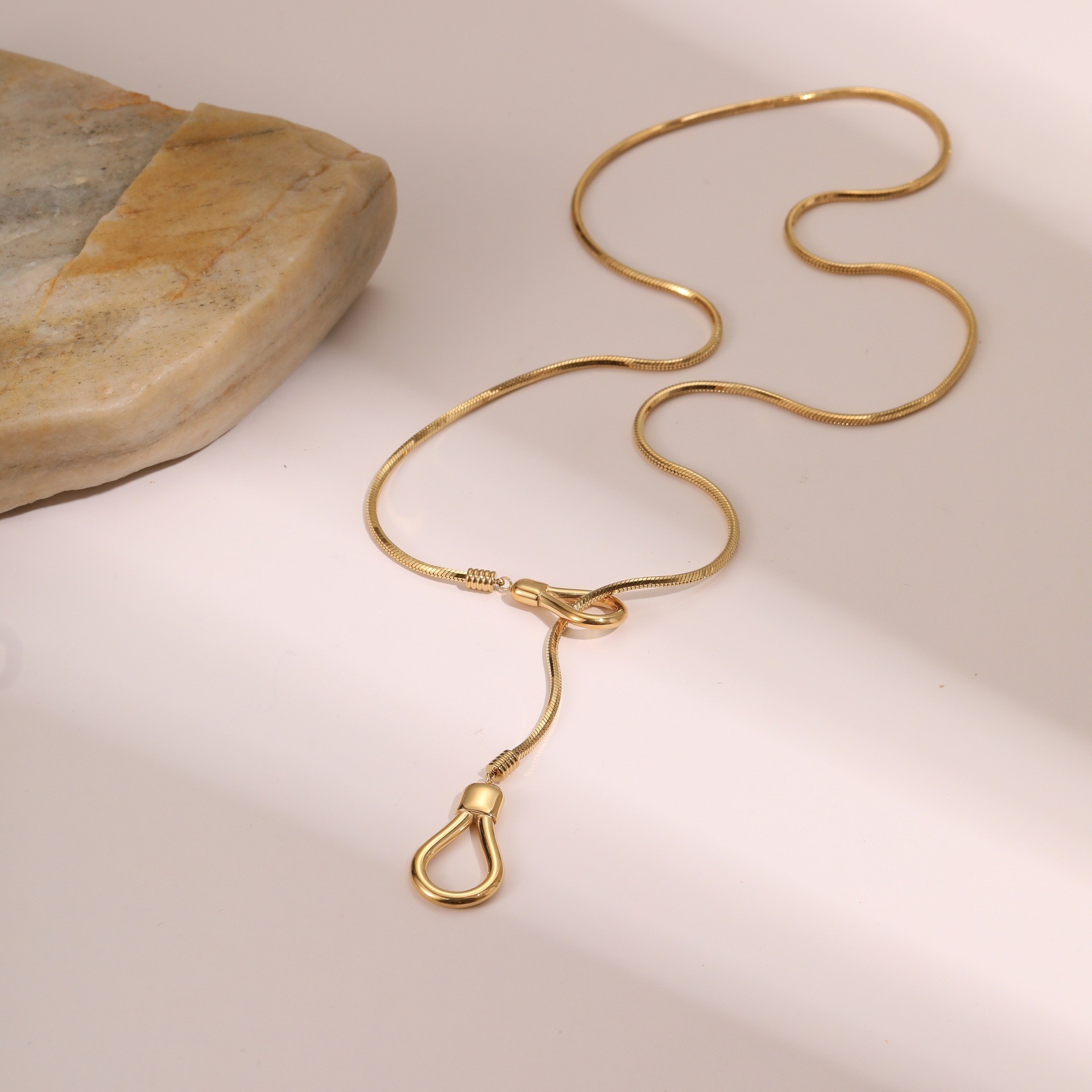 Ins European And American Stainless Steel 18K Gold Plated Adjustable Long Sweater Chain