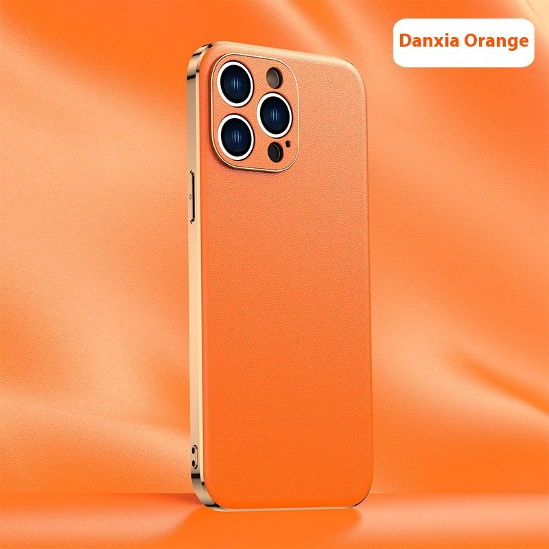 Plating Shell Simple Leather Phone Case Protective Case