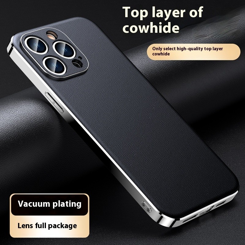 Plating Shell Simple Leather Phone Case Protective Case