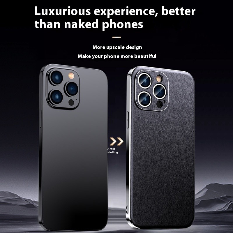 Plating Shell Simple Leather Phone Case Protective Case