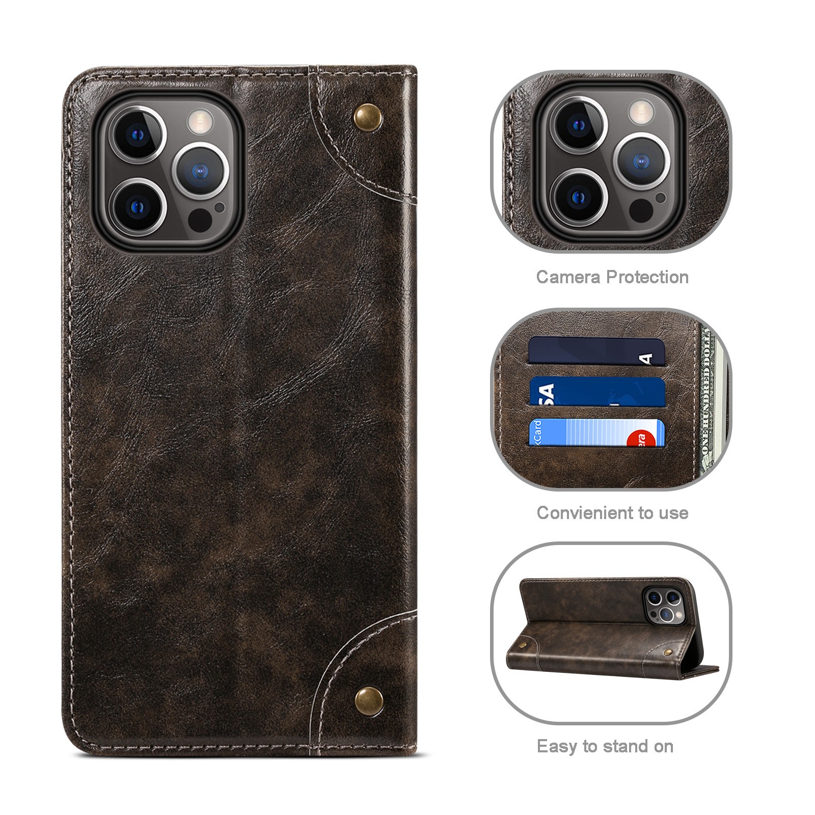 Phone Case Flip Magnetic Card Holster Protective Leather Case