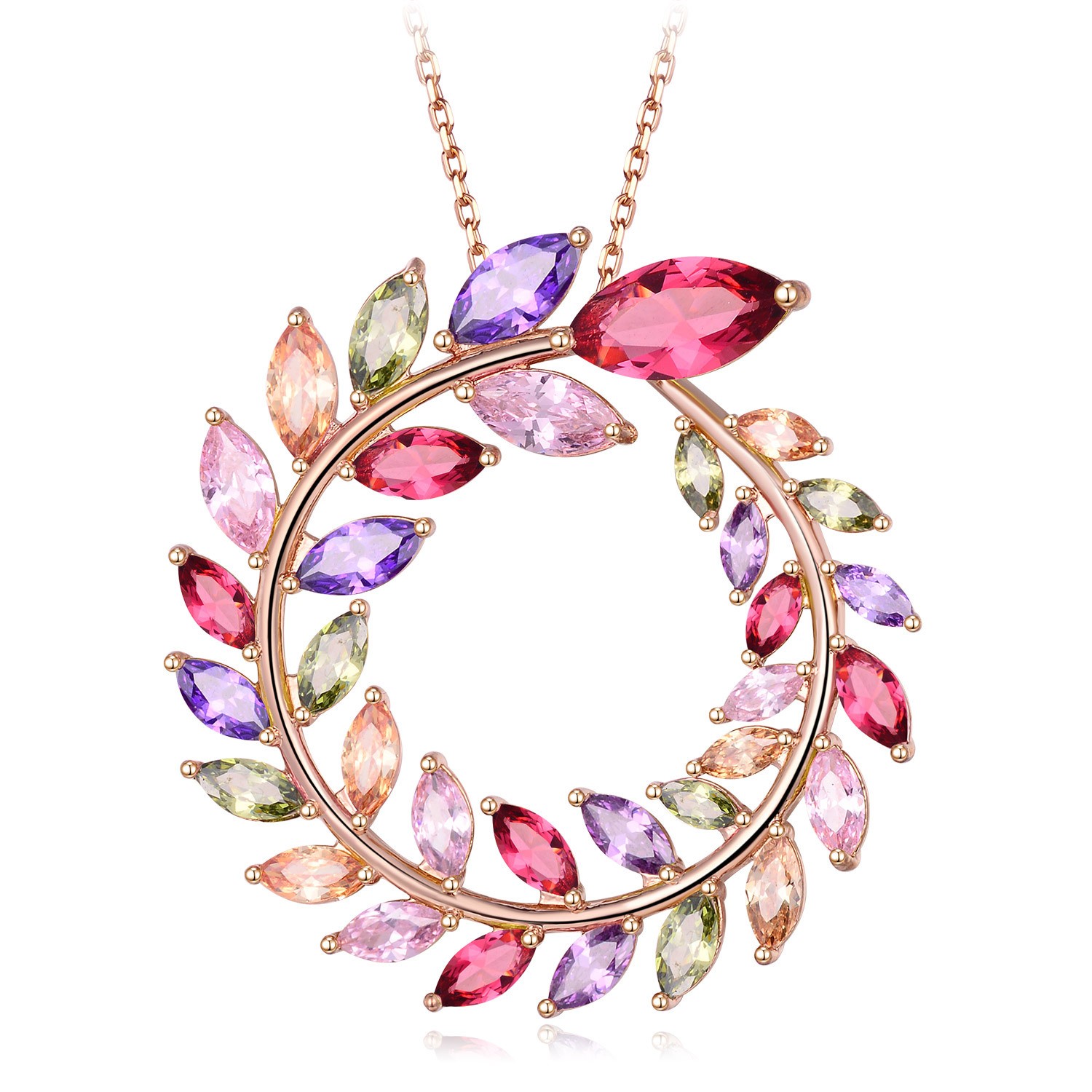 18K Real Gold Handmade Inlaid Colorful Garland Shape Earrings