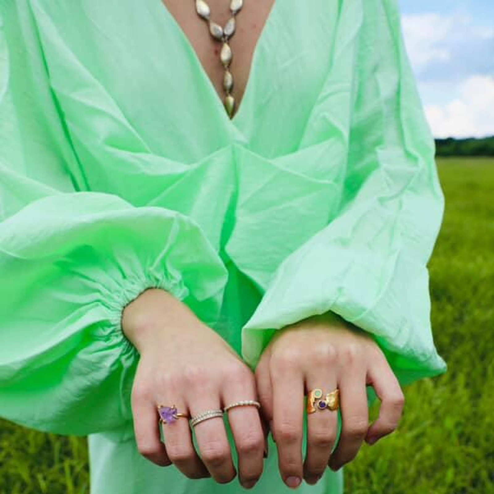 Real Gold Women's Ring Open Ring Retro Design