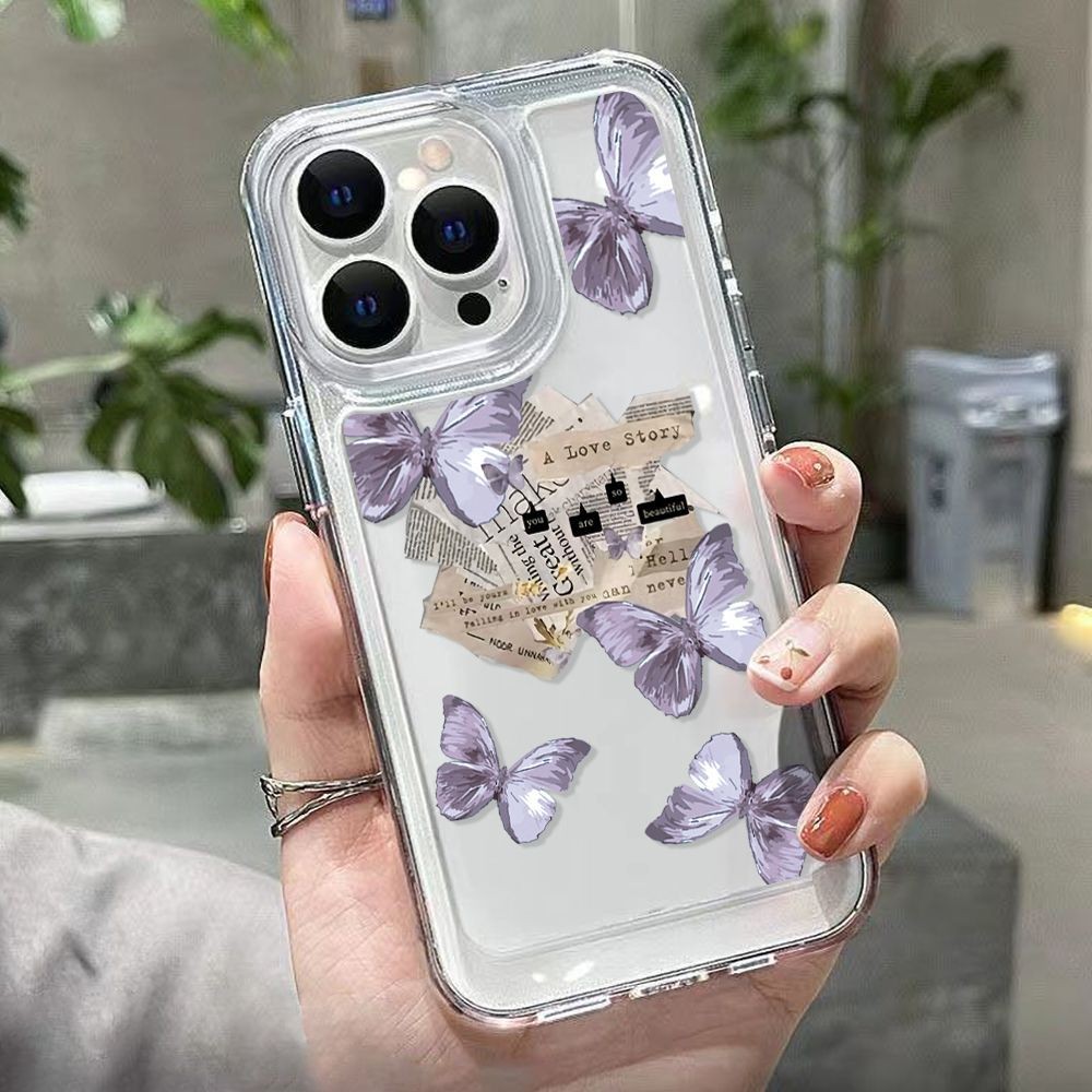 Ins Style Purple Butterfly Silicone Phone Case