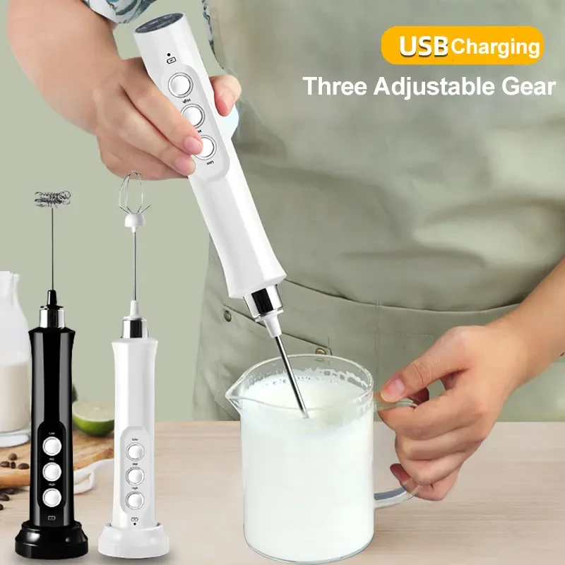 Rechargeable Milk Frother 3-in-1