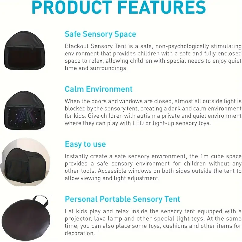 Sensory Tent with Quick-Pop Setup & Heavy-Duty Blackout Design