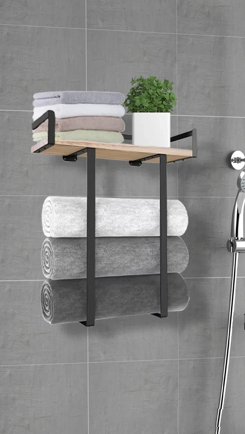 Black Metal Towel Rack