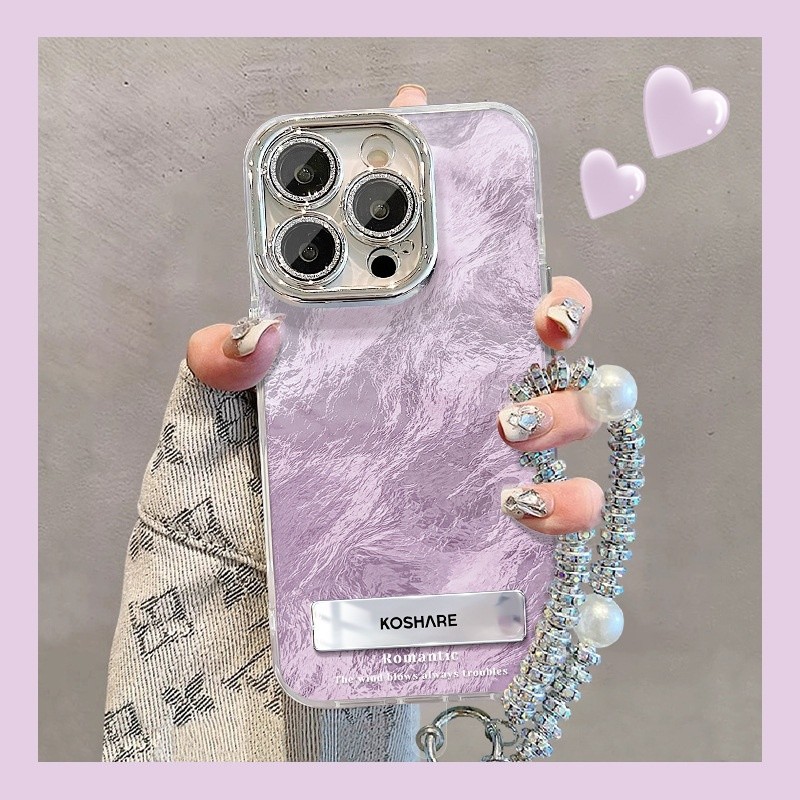 Ice Blue Gradient Invisible Bracket Chain Phone Case