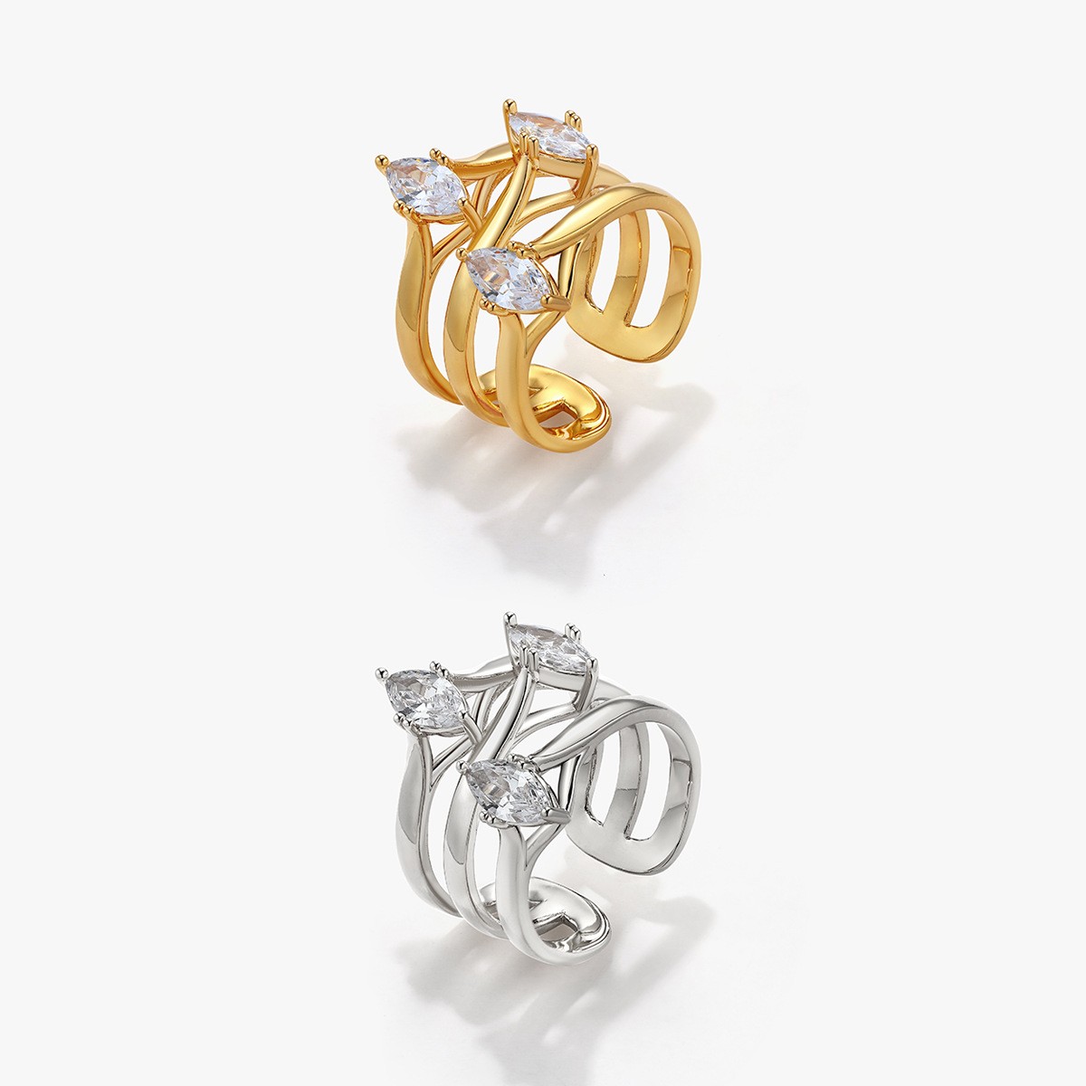 Simple Fashion Copper Open Zircon Ring