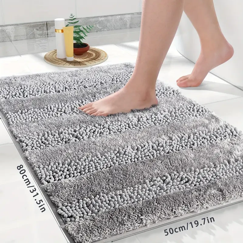 Soft and Absorbent Plush Chenille Bath Mat