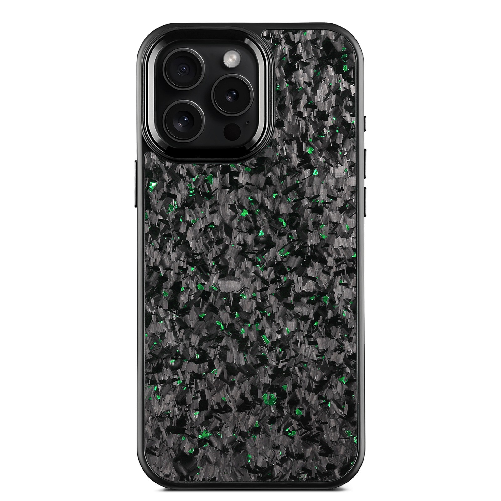 Black Metal Frame Phone Case Forged Carbon Fiber