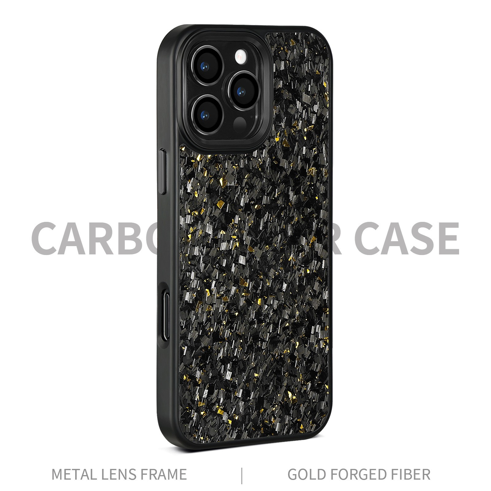 Black Metal Frame Phone Case Forged Carbon Fiber