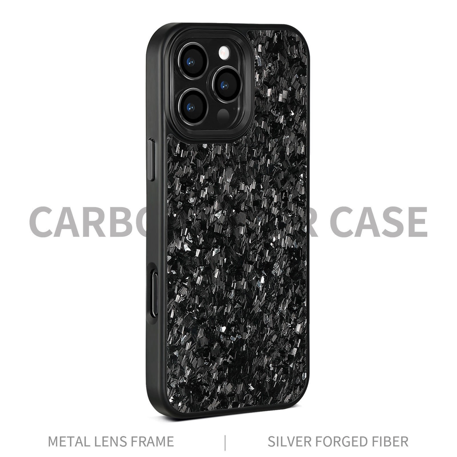 Black Metal Frame Phone Case Forged Carbon Fiber