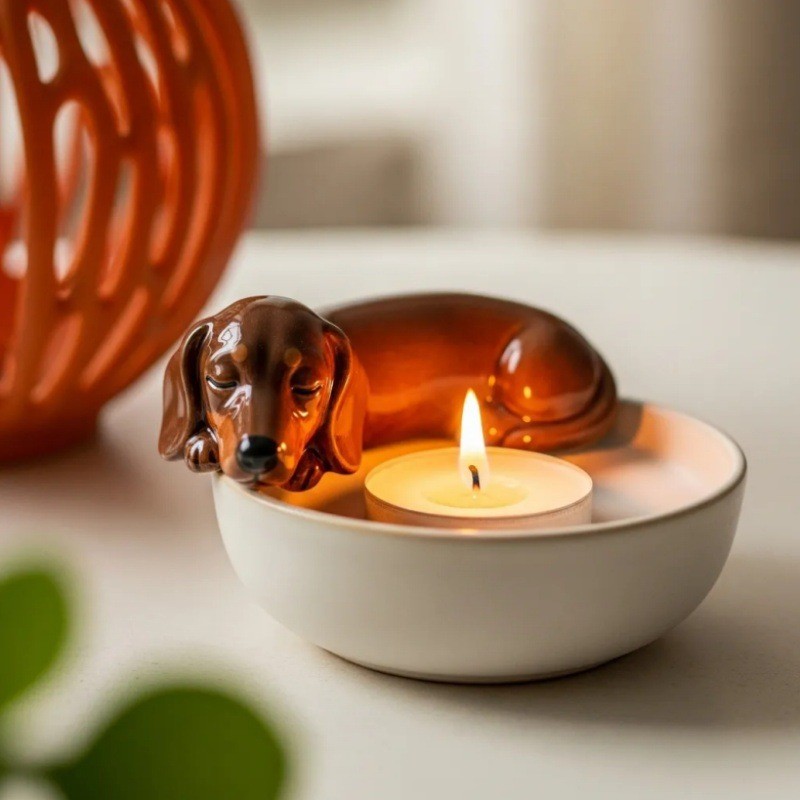 Home Creative Cute Dog Tea Lamp Holder