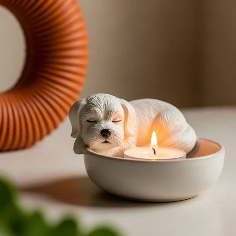 Home Creative Cute Dog Tea Lamp Holder