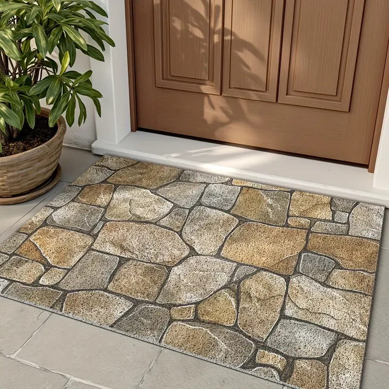Entrance Mat with Imitation Stone Print Pattern