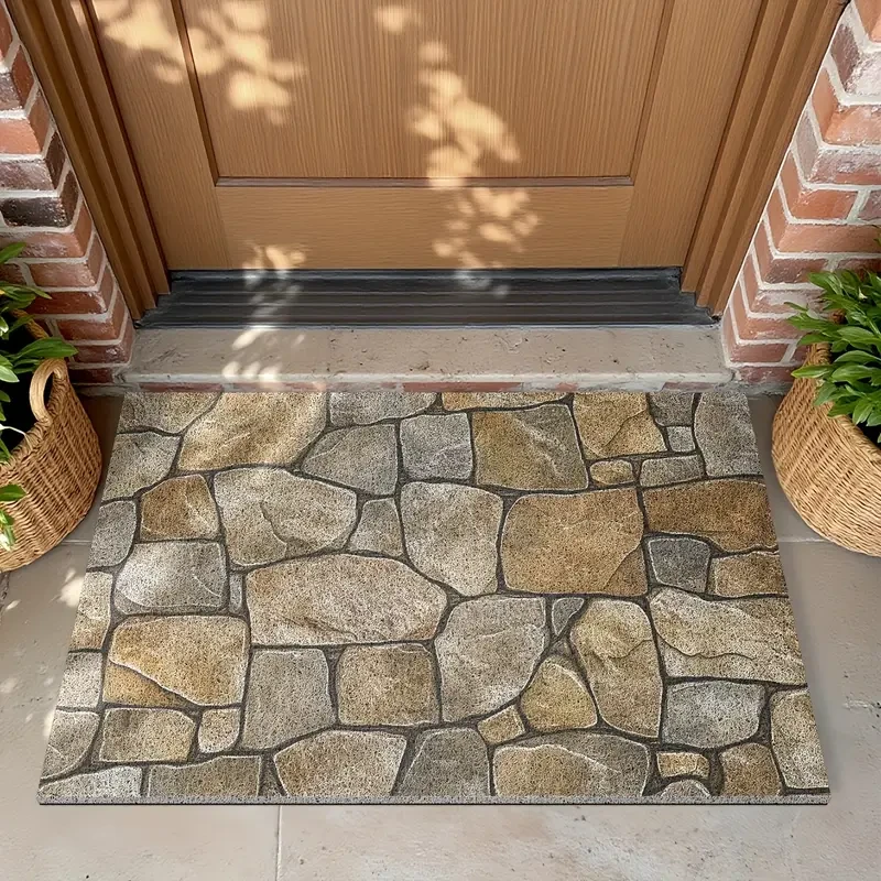 Entrance Mat with Imitation Stone Print Pattern
