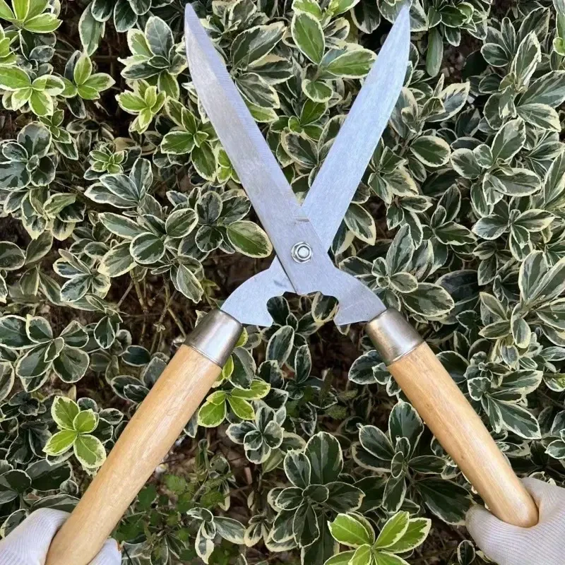 Heavy-Duty Steel Garden Pruning Shears with Ergonomic Wooden Handle