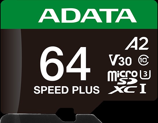 ADATA Speed Plus microSDXC UHS-I U3 A2 V30 Card with Adapter 64GB