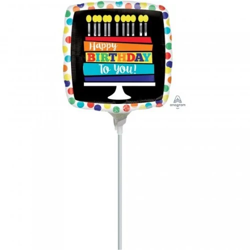 "9""/23cm Happy Birthday Rainbow To You Cake A15