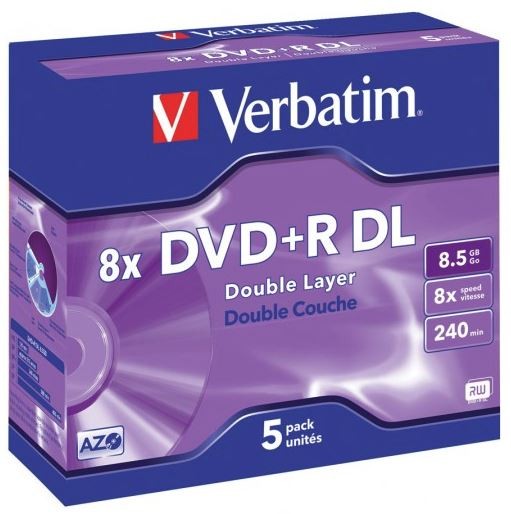 Verbatim DVD+R DL 8.5GB 10x 5 Pack with Jewel Cases