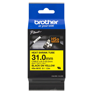 Brother HSE661E 31.0mm x 1.5m Black on Yellow Heat Shrink Tape