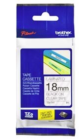 Brother TZe-141 18mm x 8m Black on Clear Tape