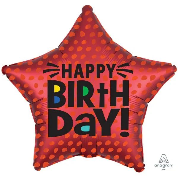 Balloon - 45cm Standard XL Satin Infused Star Happy Birthday