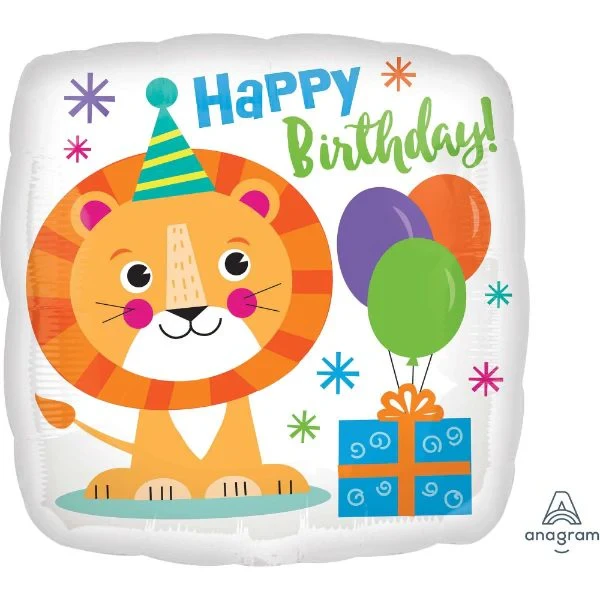 Balloon - 45cm Standard HX Happy Birthday Lion Birthday