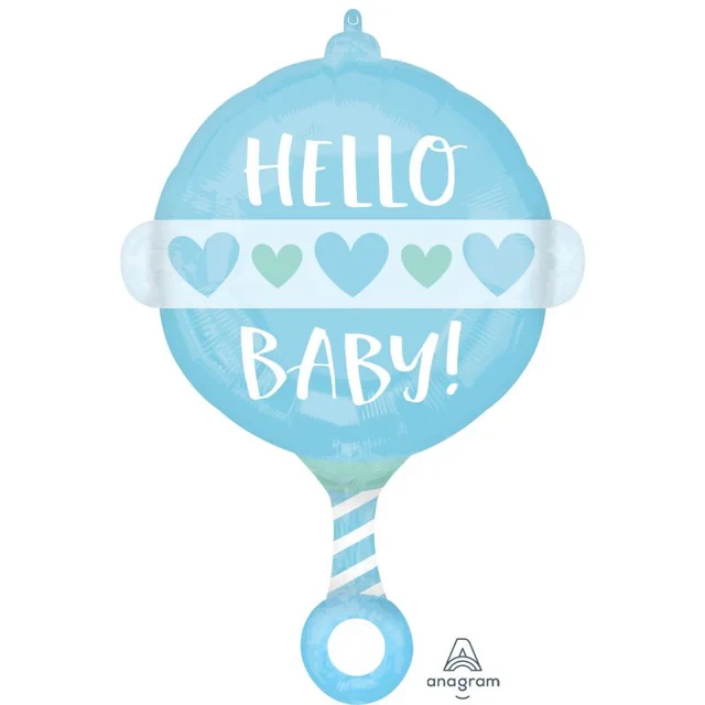 Standard Shape Baby Boy Rattle Hello Baby