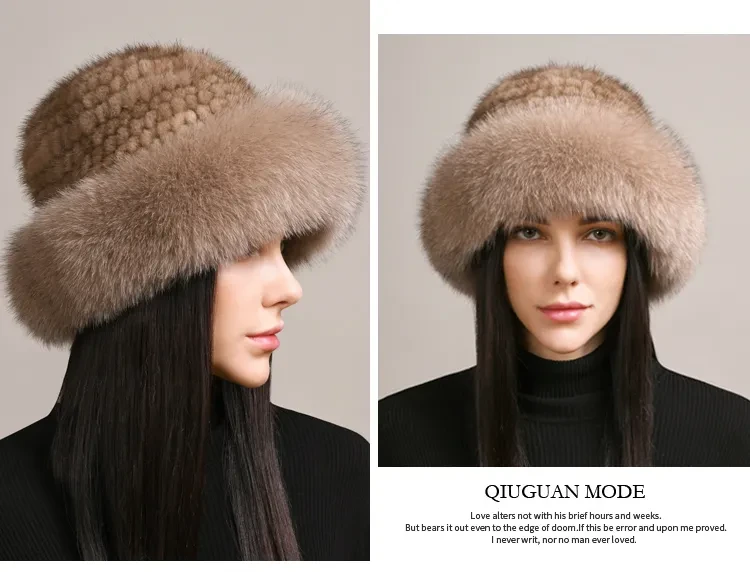 Mink Hair Hat Lady Braided Fur Winter Winter