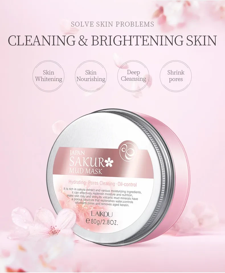 Lai Kou Japanese Cherry Blossom Mud Mask 80g Moisturizing Moisturizing Nourishing Fine Pores