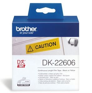 Brother DK22606 Continuous Paper Tpe (Blk Pnt on Yellow) 62mm x 15.24m