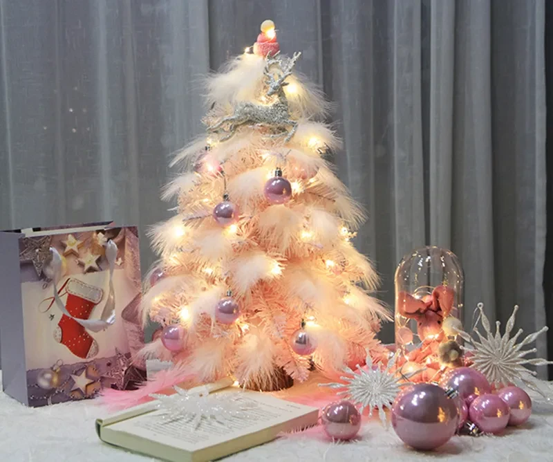 Christmas Ornament Desktop Small Tree Christmas Tree Feather Decoration Tree