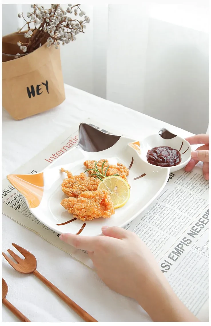 Japanese Cartoon Children's Tableware Cat Ceramic Plate