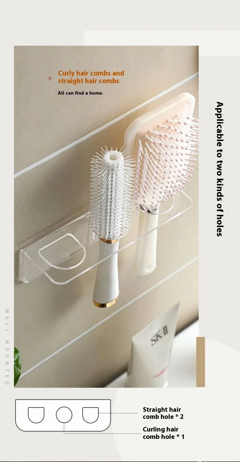 Bathroom Comb Stand Wall-mounted Punch-free Good-looking Bathroom Storage Rack