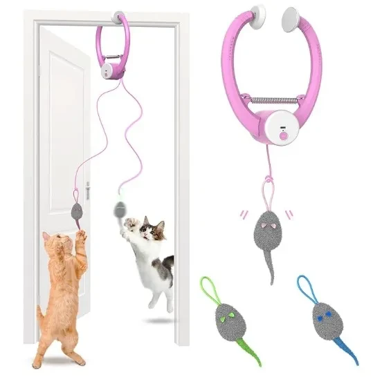 Colorful Beating Mouse Electric Door Holder Hanging Automatic Interactive Toy